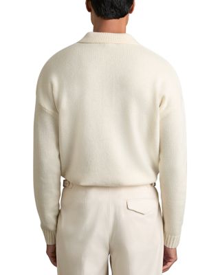 Jacob Relaxed Fit Quarter Button Long Sleeve Wool Knit Polo