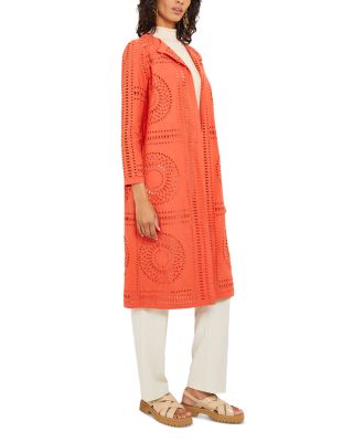 Eyelet Open Front Long Jacket