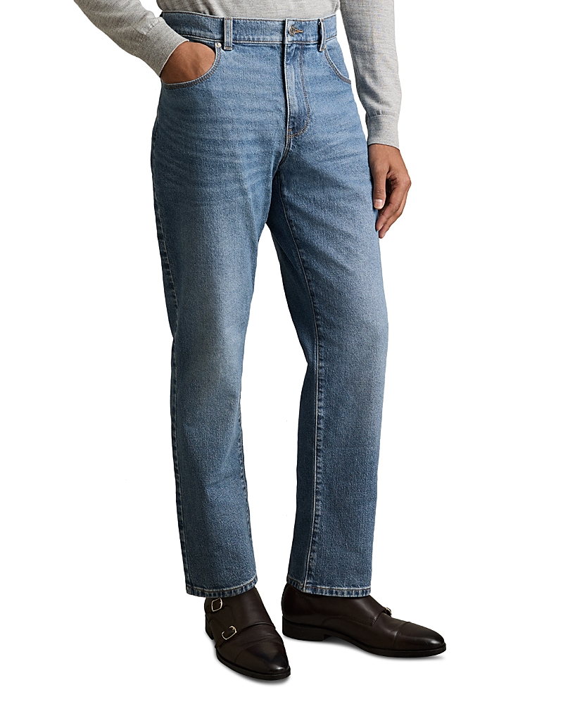 Reiss Bishopgate Straight Fit Jeans in Mid Blue Wash
