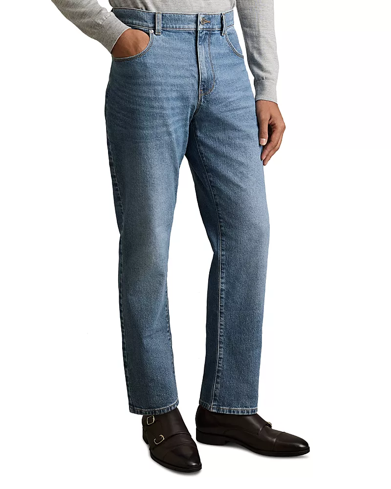 Reiss Bishopgate Straight Fit Jeans in Mid Blue Wash