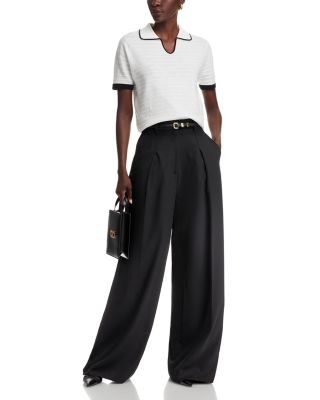 Tipped Rib Knit Polo Sweater