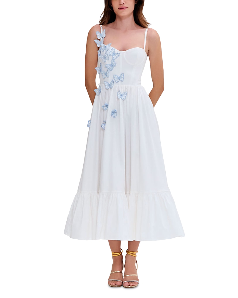 Patbo Flutter Poplin Butterfly Midi Dress