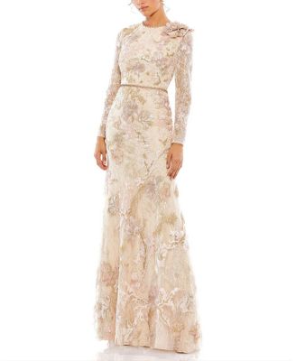 Floral Embroidered Lace Trumpet Gown