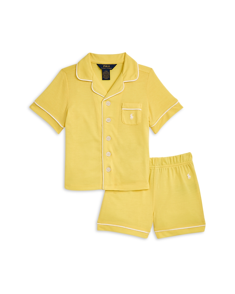 Polo Ralph Lauren Girls' Jersey Short Sleeve Top & Shorts Pajama Set - Little Kid In Beekman Yellow