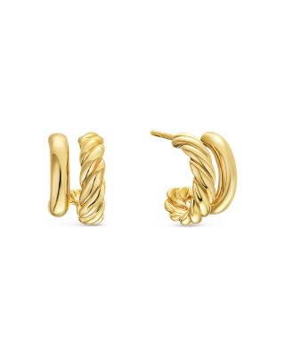 DY Mercer Double Hoop Huggie Earrings in 18K Yellow Gold, 7.8mm