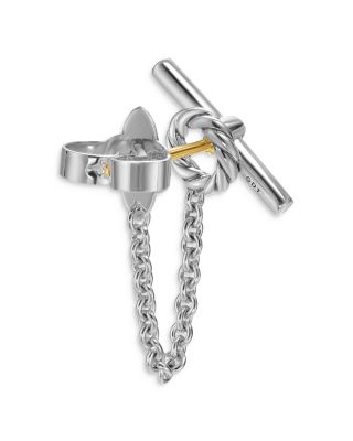 DY Mercer Petite Toggle Stud Earrings in Sterling Silver with Diamonds, 38.2mm