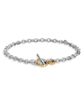 Mercer Toggle Chain Necklace in Sterling Silver with 18K Yellow Gold and Diamonds, 12.7mm