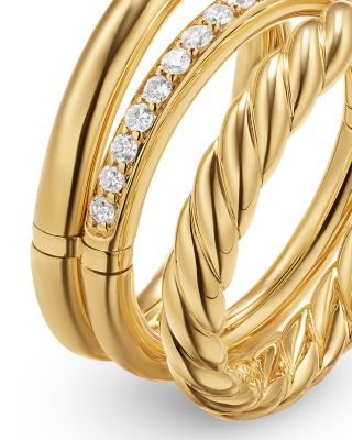 DY Mercer Three Row Ring in 18K Yellow Gold with Diamonds, 8.9mm