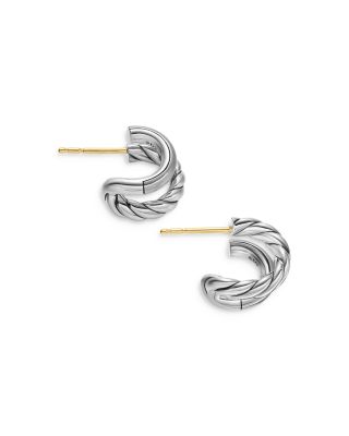 DY Mercer Double Hoop Huggie Earrings in Sterling Silver, 7.8mm