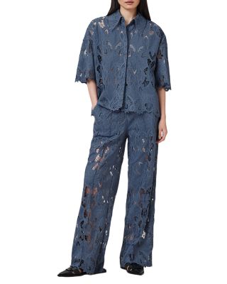 Charli Embroidered Shirt & Lace Wide Leg Pants