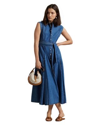 Ralph Lauren - Belted Denim Sleeveless A Line Dress