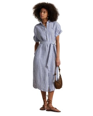 Ralph Lauren - Striped Linen Short Sleeve Shirtdress