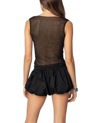 Rhinestone Sheer Mesh Top