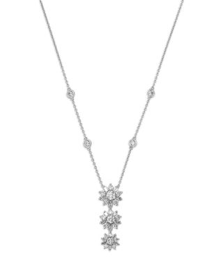 Bloomingdale's Fine Collection - Diamond Trio Flower Pendant Necklace in 14K White Gold, 1.0 tcw