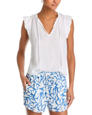 Bella Dahl - Linen Tie Neck Ruffle Sleeve Top