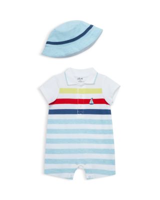 Little Me - Boys' Striped Romper & Hat - Baby