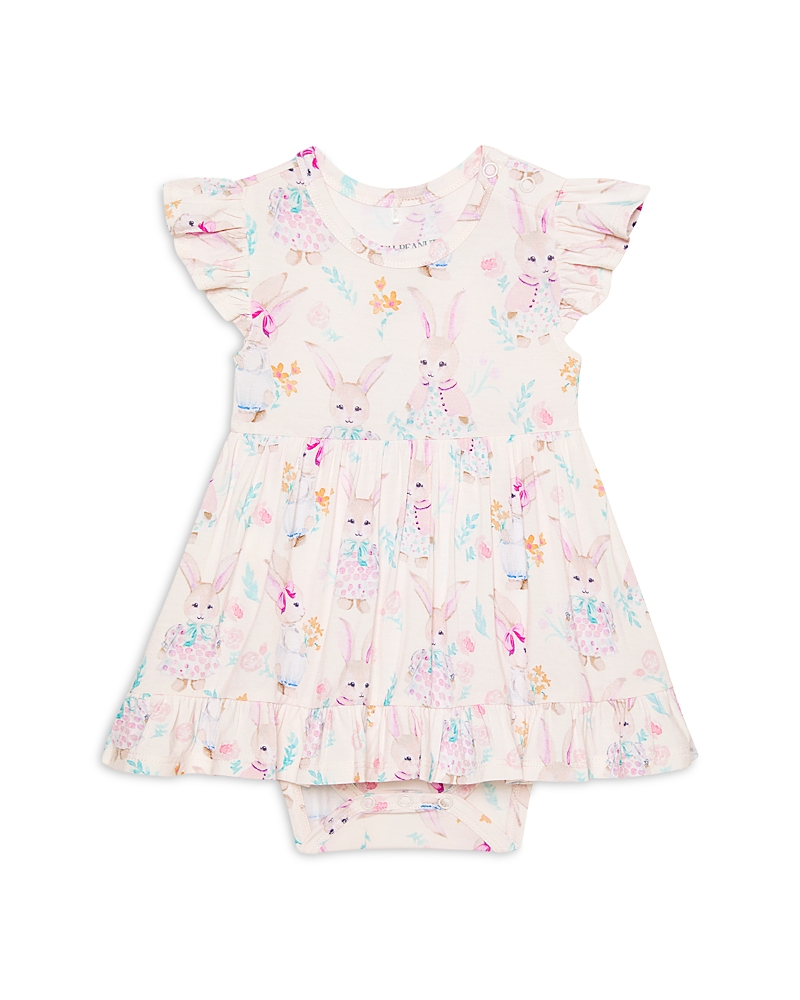 Posh Peanut Girls' Clementine Ruffled Bodysuit Dress - Baby In White