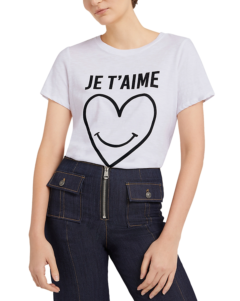 Cinq À Sept Smiling Heart Cotton Graphic T-shirt In White
