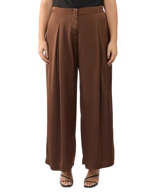 Estelle Plus - Plus Rakis Satin Wide Leg Pants