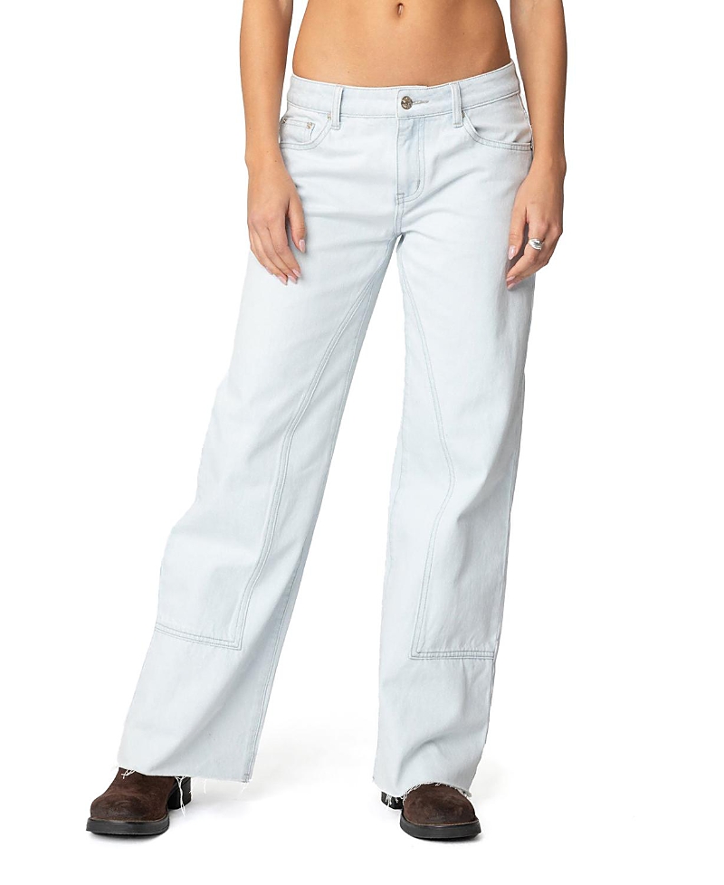 Edikted Savanna Low Rise Wide Leg Jeans In Light Blue