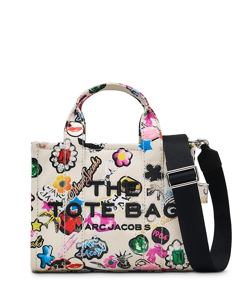 Marc Jacobs The Sticker Canvas Small Tote Bag In White Multi