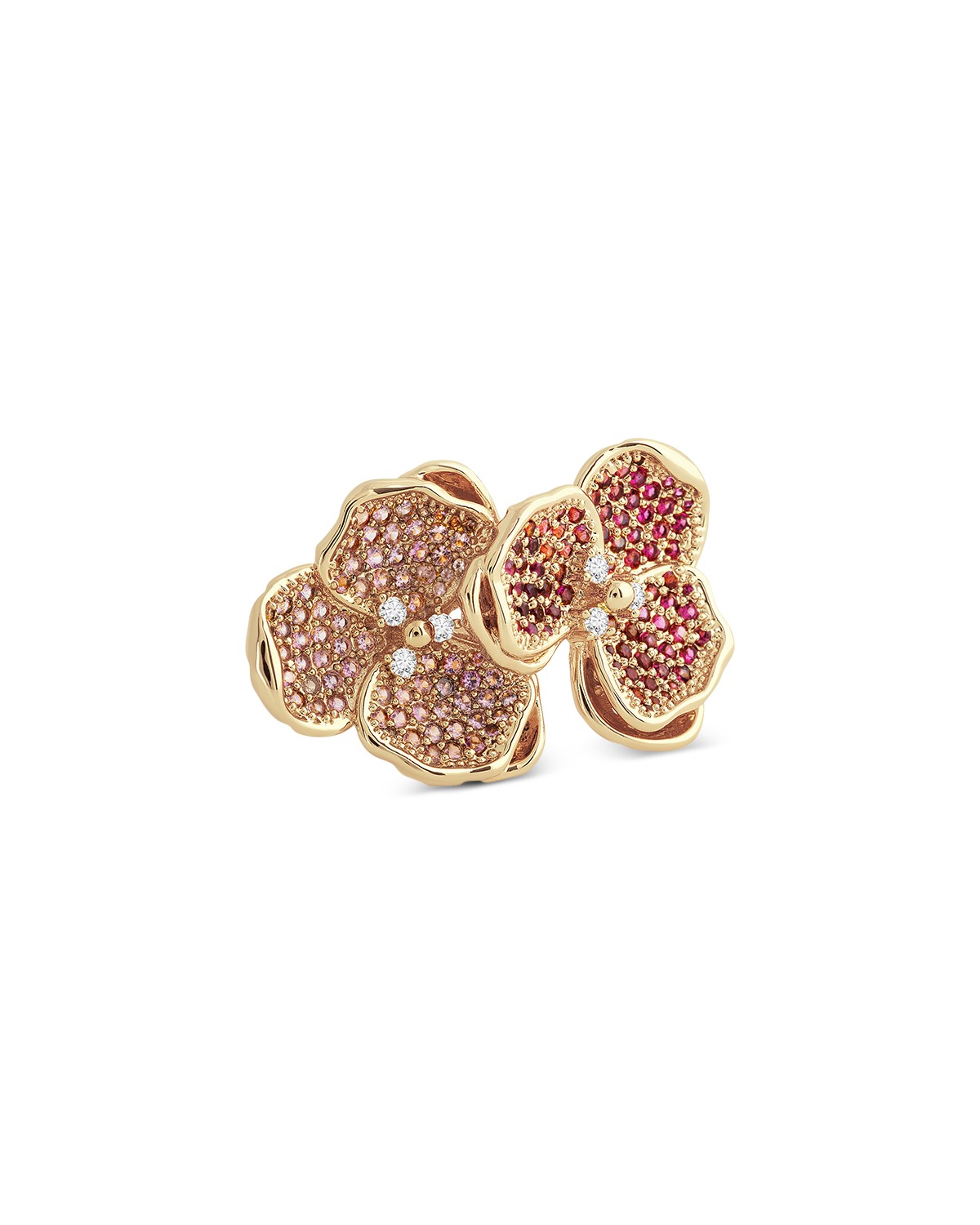 Pavé Double Orchid Ring in 18K Gold Plated