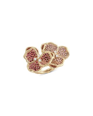 Pav&eacute; Double Orchid Ring in 18K Gold Plated