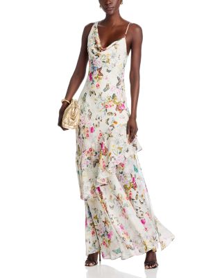 Viola Asymmetric Cowl Neck Gown