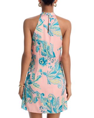Printed Halter Mini Dress - Exclusive 