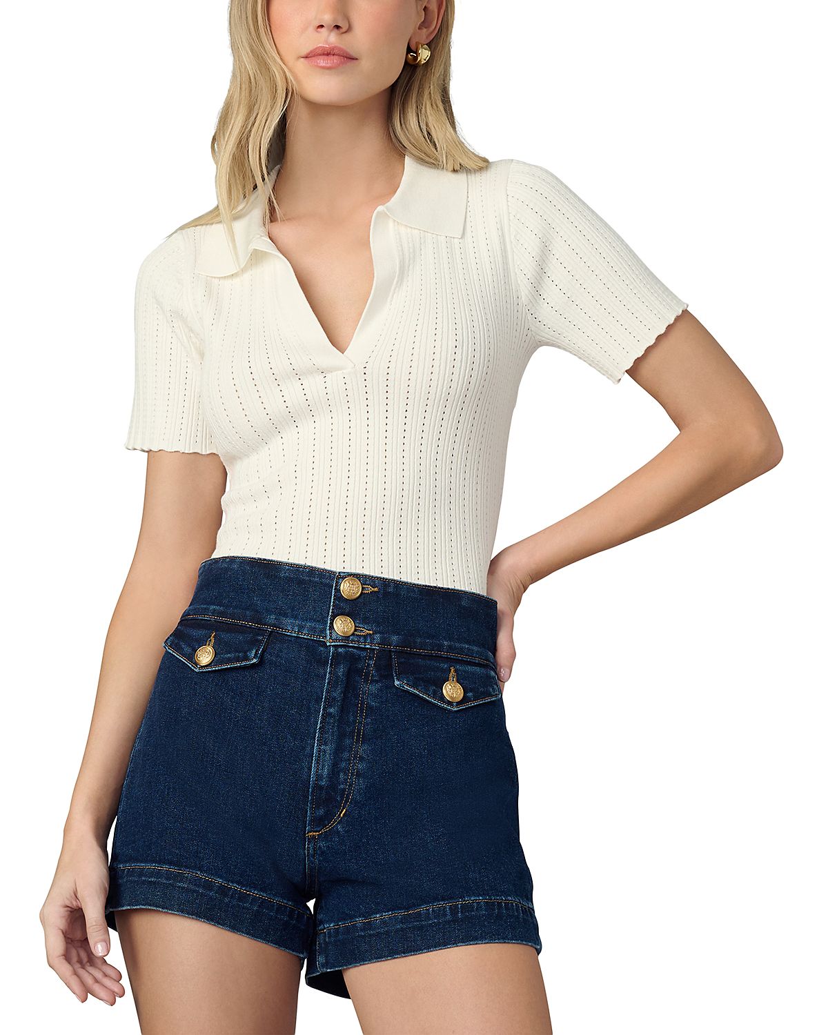 Joe's Jeans The Jess Pointelle Polo Shirt