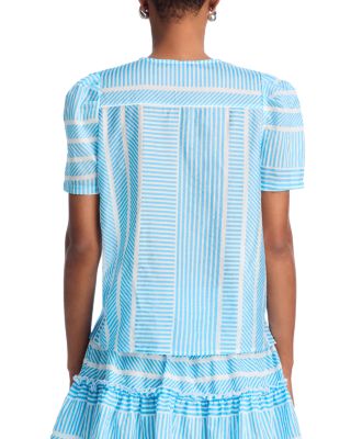 Striped V Neck Top & Smocked Skirt - Exclusive