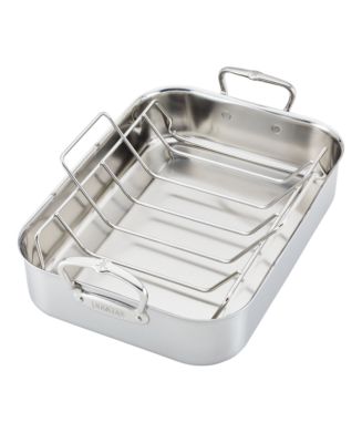 Hestan Provisions 14.5-Inch Clad Stainless Steel Roaster with Rack, Small | Bloomingdale's Home