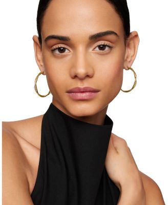 18K Yellow Gold Petite Infinity Hoop Earrings with Pav&eacute; Diamonds