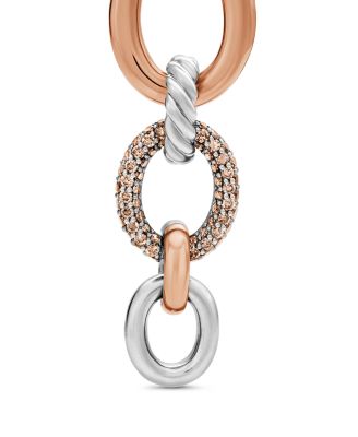 18K Rose Gold & Sterling Silver DY Mercer Cognac & White Diamond Pav&eacute; Circle Convertible Drop Earrings