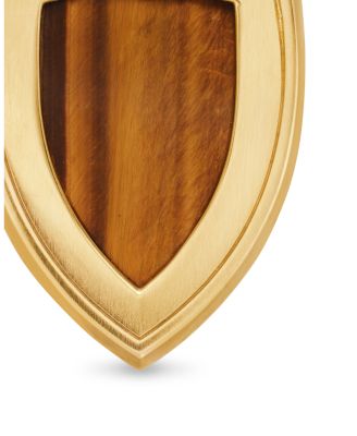 Shield Amulet Pendant in 18K Yellow Gold with Tiger's Eye and Pav&eacute; Cognac Diamonds