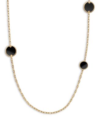 18K Yellow Gold DY Elements&reg; Station Necklace with Black Onyx & Mother of Pearl, 36"