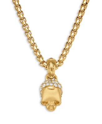 18K Yellow Gold Skull Charm with Diamonds