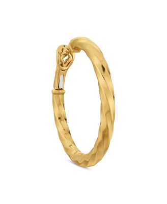 Cable Edge Hoop Earrings in Recycled 18K Yellow Gold