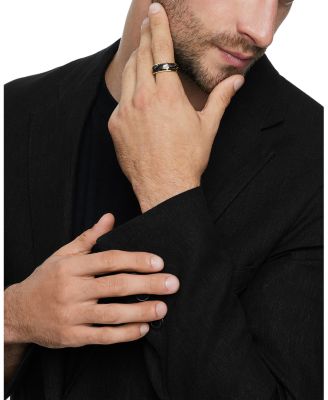 Men's Forged Carbon Band Ring in 18K Gold