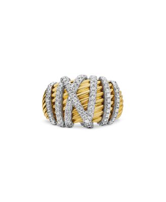 18K Yellow Gold Helena Dome Ring with Diamonds