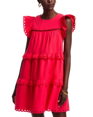 Stellah - Eyelet Trim Mini Shift Dress