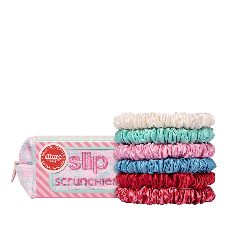 Slip Pure Silk 6-pack Skinny Scrunchies In High Tide