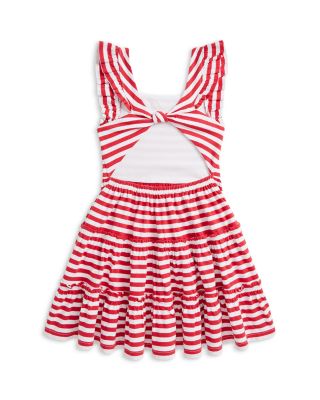 Girls' Striped Ruffled Cotton Jersey Dress - Little Kid