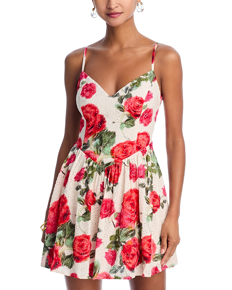AQUA ROSE EYELET PRINCESS MINI DRESS - EXCLUSIVE