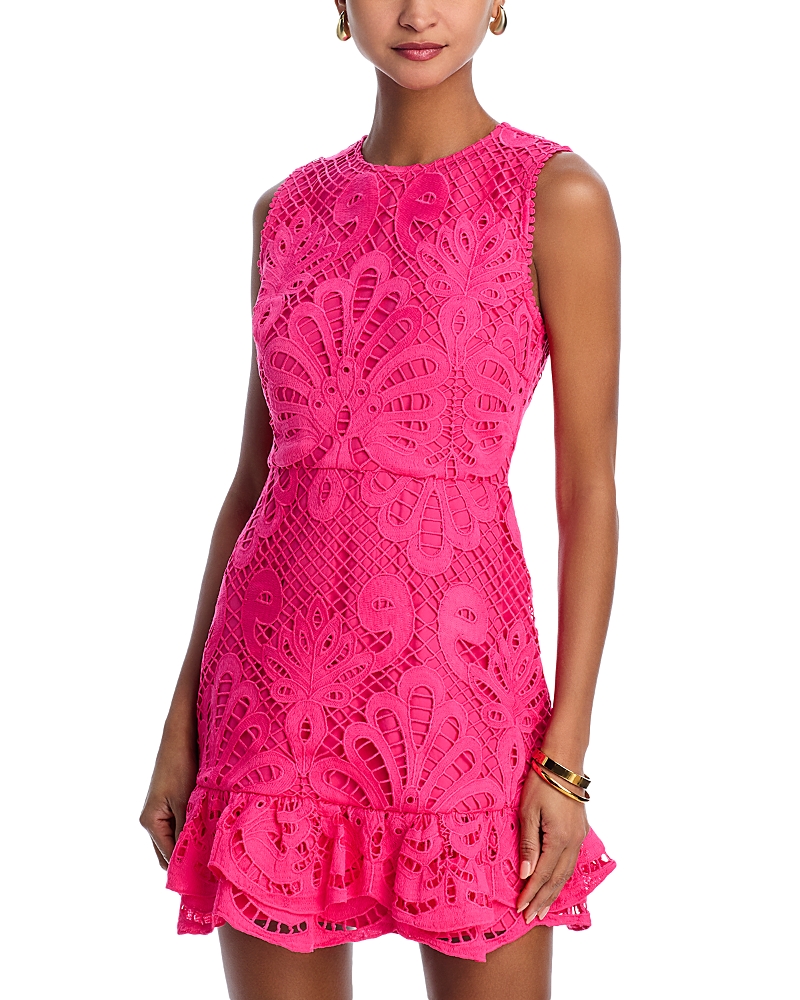 AQUA LACE FLOUNCE SLEEVELESS DRESS - EXCLUSIVE