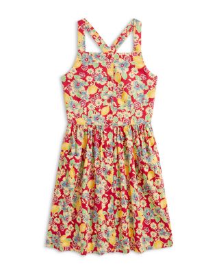 Ralph Lauren - Girls' Lemon-Floral Slub Cotton Dress - Little Kid, Big Kid