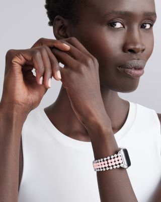 Stainless Steel & Pink Ceramic Smart Caviar Watch Band for Apple Watch&reg;