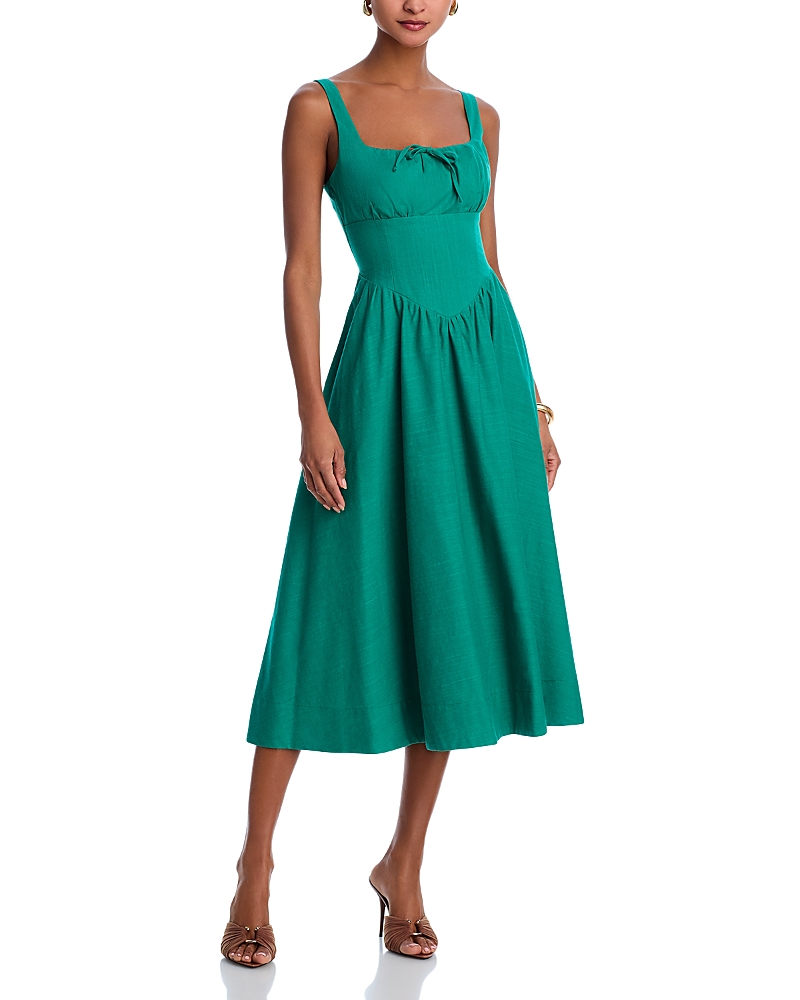 AQUA TIE FRONT MIDI DRESS - EXCLUSIVE