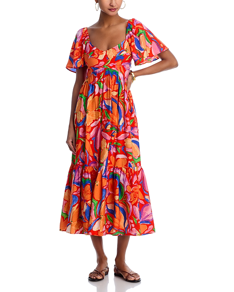 Shop Aqua Oversized Floral Dress - Exclusive In Red Multi