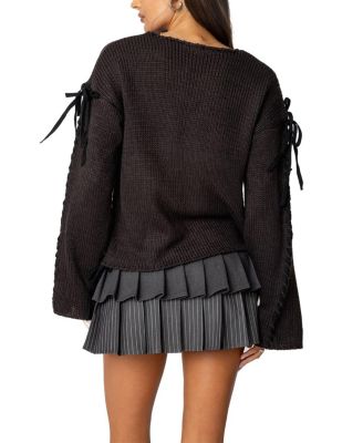 Amelia Lace Up Sleeve Sweater